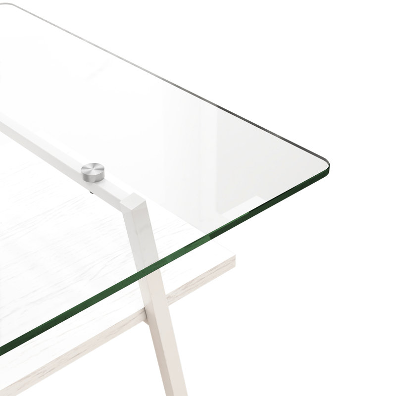 Table basse élégante avec surface en verre trempé et support en métal stable pour le salon contemporain