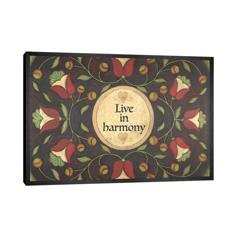 Live in Harmony 1 Piece Painting on Canvas, 45.72cm H x 66.04cm W x 3.81cm D, Black Floater Framed