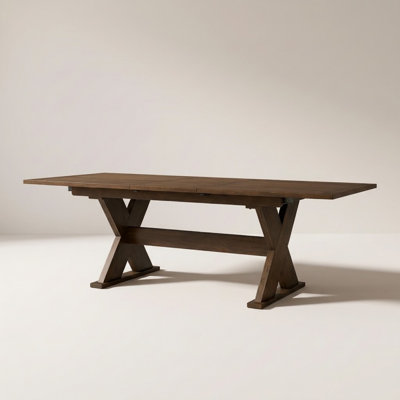  Neree 70.9-90.6"W Farmhouse Extendable Dining Table with Solid Wood Frame