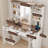 LED Vanity Set With Sliding Mirror, Built-In Power Outlets & Storage (Included Stool)