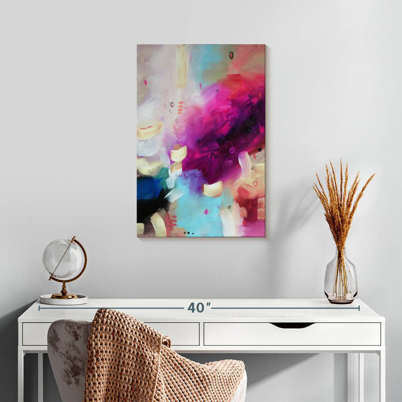 Avery abstrait rose et bleu, H 24 po x l 16 po