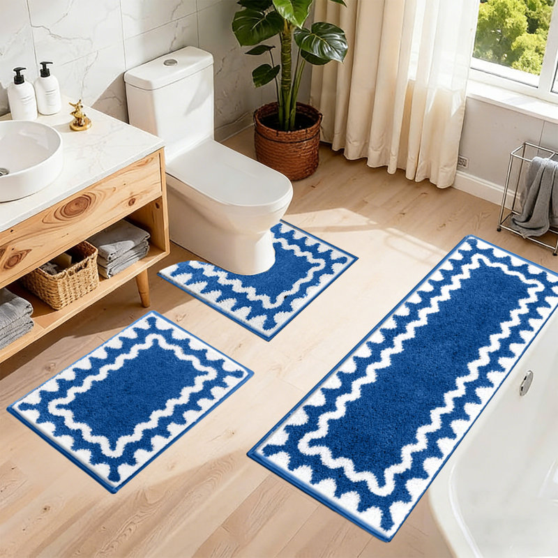 Ensemble de tapis de salle de bain 3 pièces, Bleu