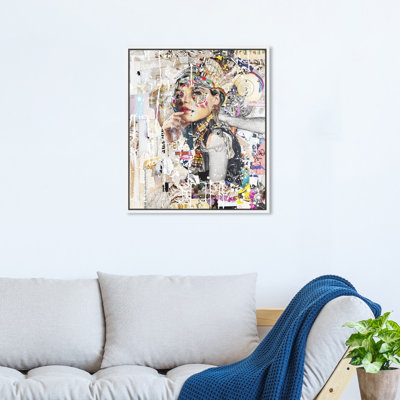 Katy Hirschfeld " Pensive Beauty, Urban Collage Female Modern White " by Katy Hirschfeld