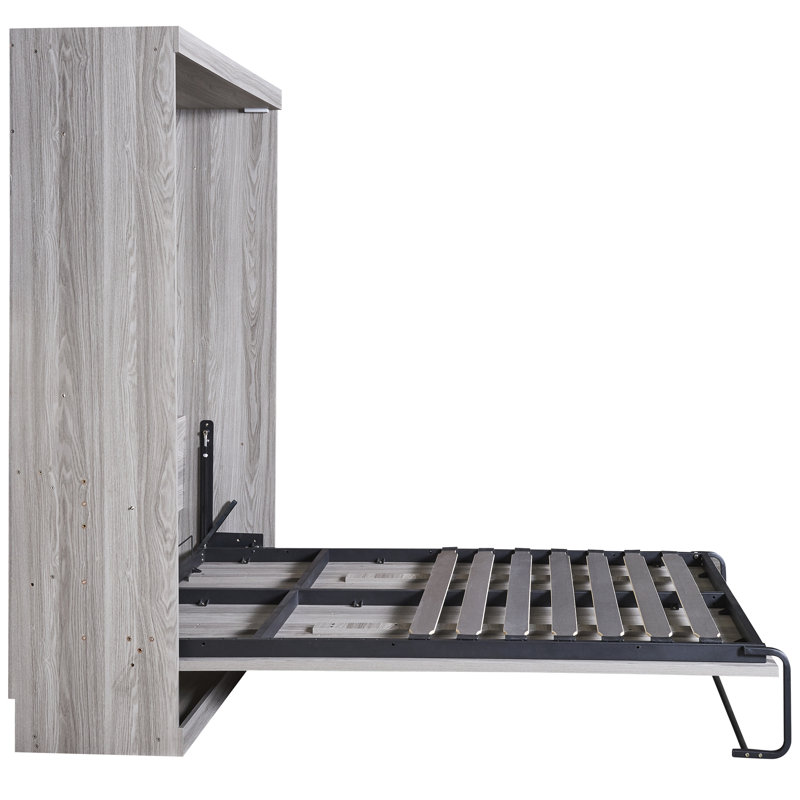 Lit double gris avec fonction d'armoire - et conception efficace en gris, option de solution convertible pratique