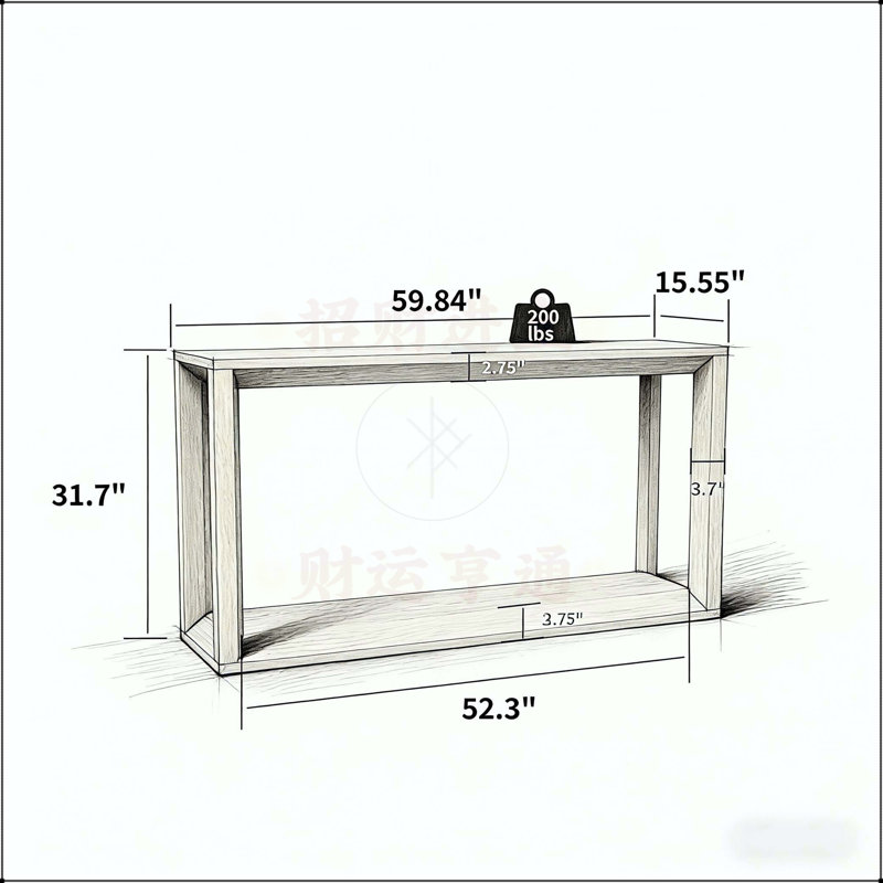 60 Inch Rectangular Solid Wood Veneer Console Table with Ample Storage, Ideal for Entryways and Living Rooms, Imitative Oak
