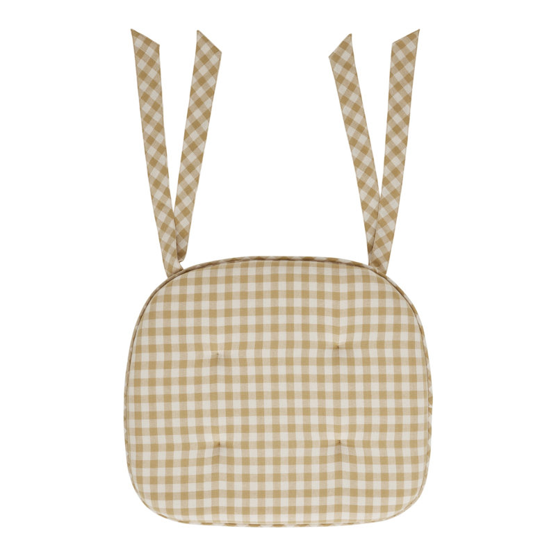 Coussin de siège en coton vichy Golden Wheat 15,5 x 17 , Brun clair / crème à carreaux