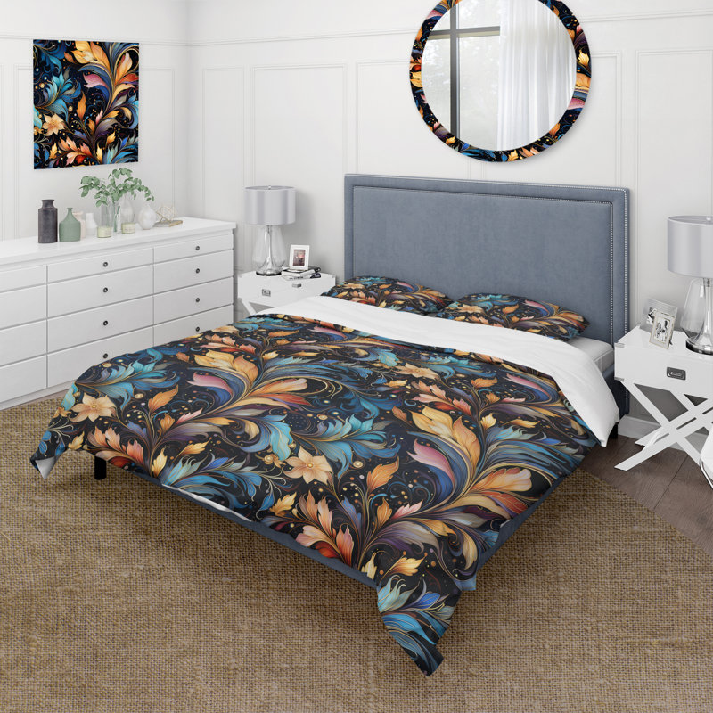 Literie à motif cachemire céleste, Housse de couette simple + 1 taie décorative stan