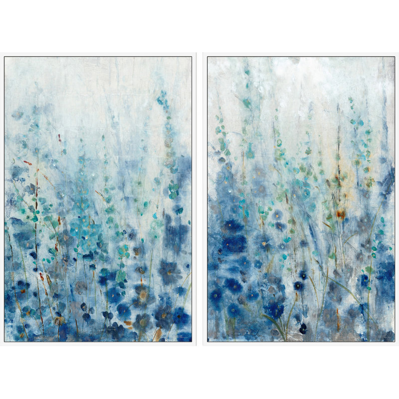 « misty fleuris diptych », ensemble de 2 reproductions sur toiles, H 60 po x l 40 po, Cadre flottant