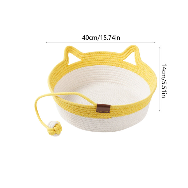 Panier de lit rond en corde de coton tressée, chaleureux et confortable, avec dossier de chevet. Parfait pour les petits et moyens chiens et chats. Lavable.