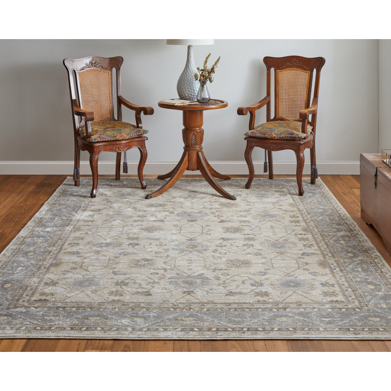 Tapis en viscose et polyester à bordure Neam Luxury & Glam, Rond 7 pi 9 po