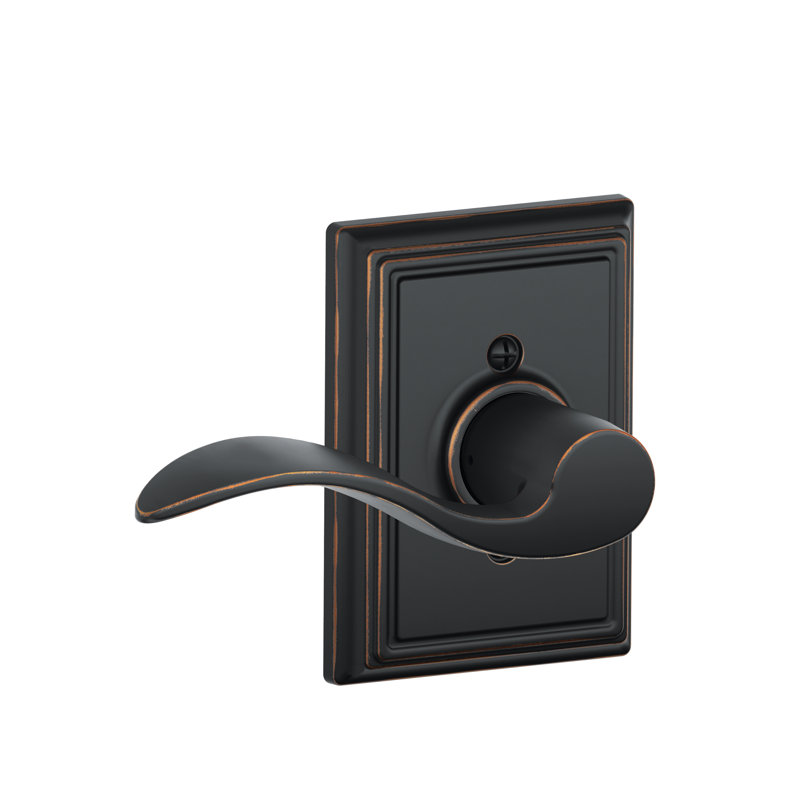 Accent Lever with Addison Trim Non-Turning Lock, Aged Bronze, Left Hand