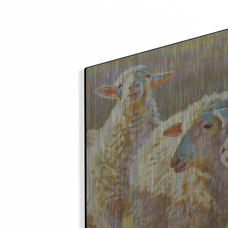 Art mural en métal «Sheep Scheme» par Rita Kirkman, H 24 po x l 36 po