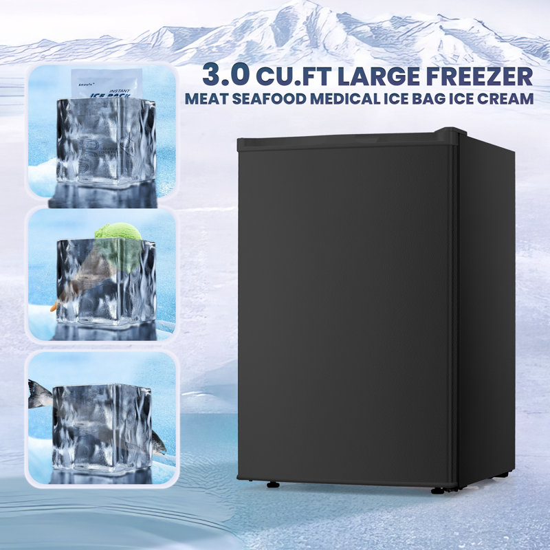 Upright Freezer, Energy Saving 3.0 Cu.ft Single Door Compact Upright Freezer With Reversible Door, Black