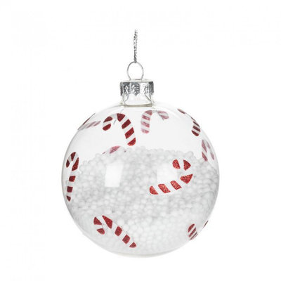 Candy Cane & Snow Ornament