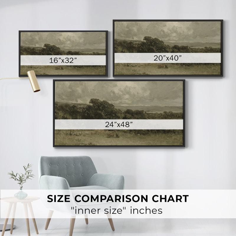 Série paysage - DCCCLXVI - Toile tendue avec châssis encadré - Prêt à être accroché, H 17 po x l 33 po, Noir