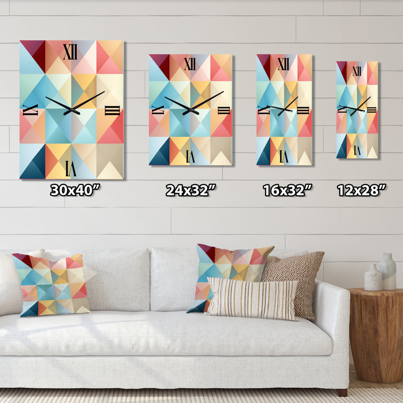 Pastel Harmony III - Très grandes horloges murales modernes, H 28 po x l 12 po x P 1 po