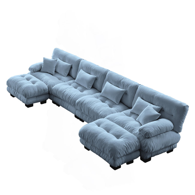 Canapé modulaire à combinaison libre, canapé en forme de U pour le salon, canapé confortable à 4 places avec 2 repose-pieds, chenille