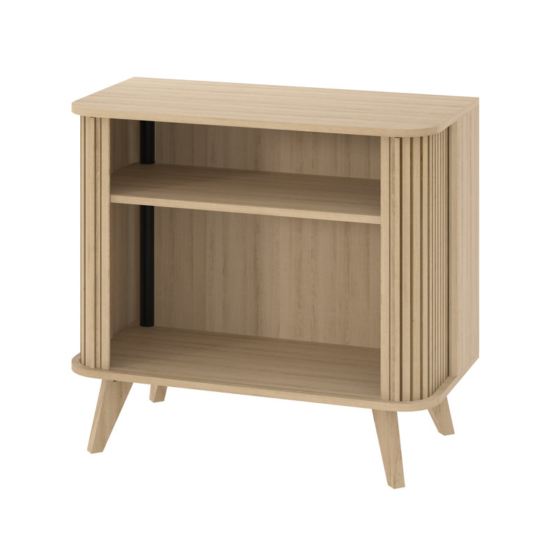 Aurel Buchheit Mid Century Fluted Sliding Door Sideboard Cabinet, Oslo Oak