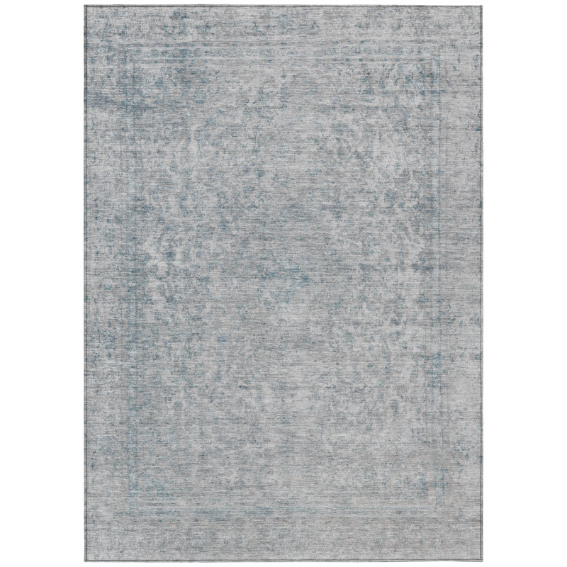 Tapis extérieur lavable abstrait argenté et beige 5 pi x 8 pi