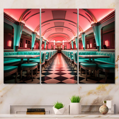 Pink Nostalgic Tunes Fast Food 1960S Diner - Jukeboxes Wall Art