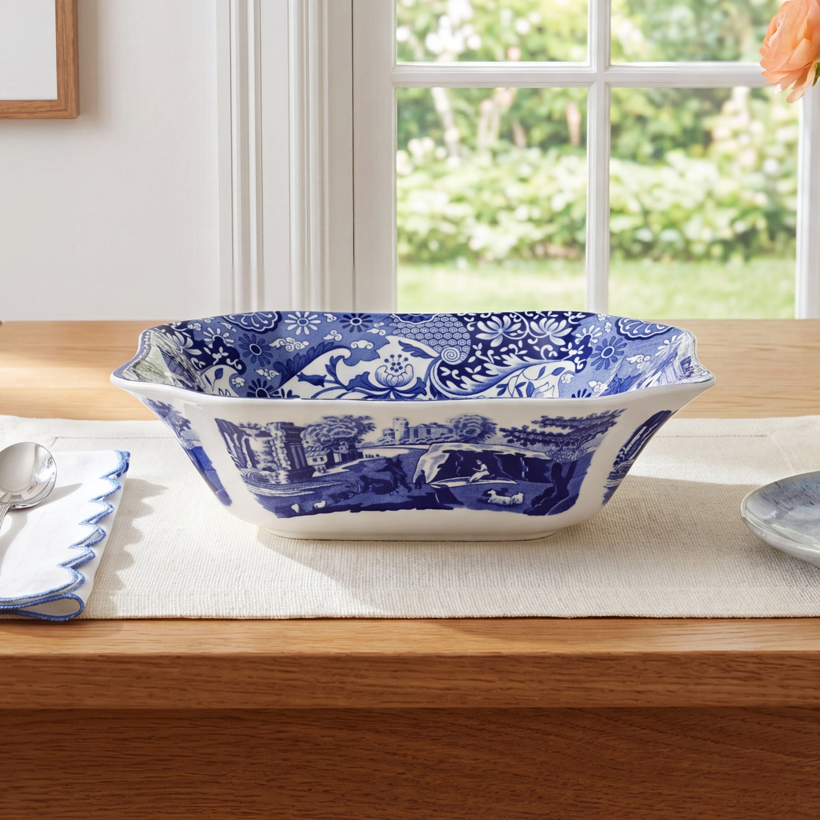 Blue Italian Square Serving Bowl
