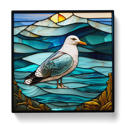 Seagull Stained Glass Effect - Wrapped Canvas - Framed Print