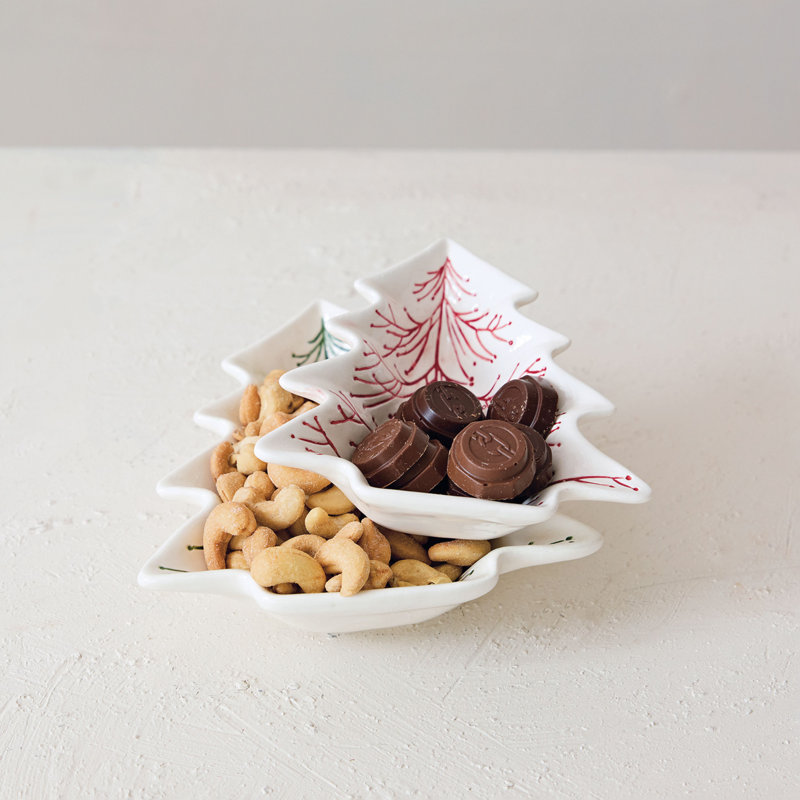 Hand-Painted Ceramic Tree Shaped Plates