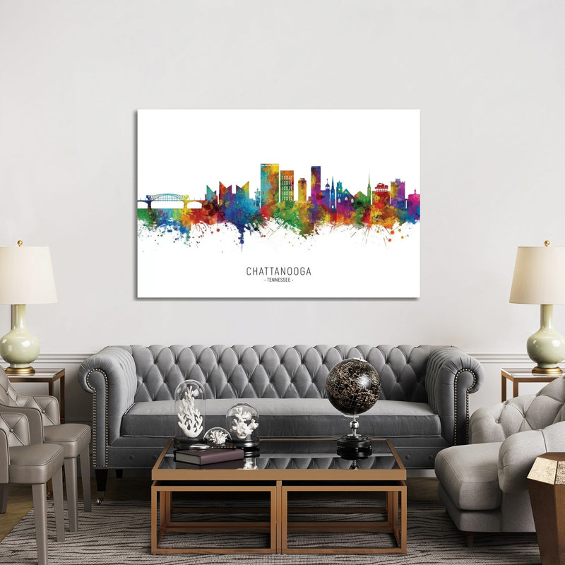 Chattanooga, Tennessee Skyline by Michael Tompsett - 1 Piece Wrapped Canvas Wall Art, 152.5 cm H x 101.5 cm W