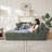 Dadrien 78.5-Inch Mid-Century Modern Futon With Corduroy Fabric And Neck Pillow Design-121793433