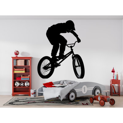 Art mural BMX Jump, décor de silhouette de vélo, art de chambre pour adolescent