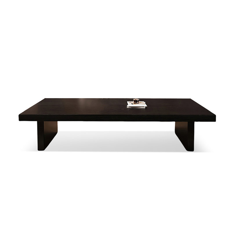 Black Solid Wood Rectangular Coffee Table, 12.99" H x 62.99" L x 31.5" W