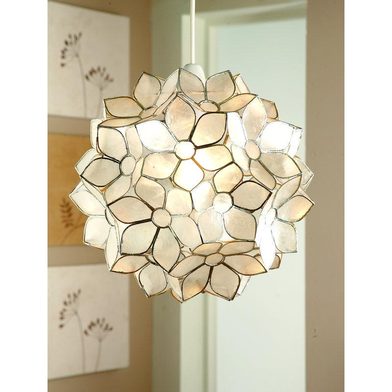 Capiz 30cm H x 30cm W Metal Novelty Pendant Shade ( Screw On ) in White