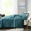 Couette en velours turquoise pour lit double/queen - Motif diamant - Comprend oreillers et garniture de literie de qualité supérieure