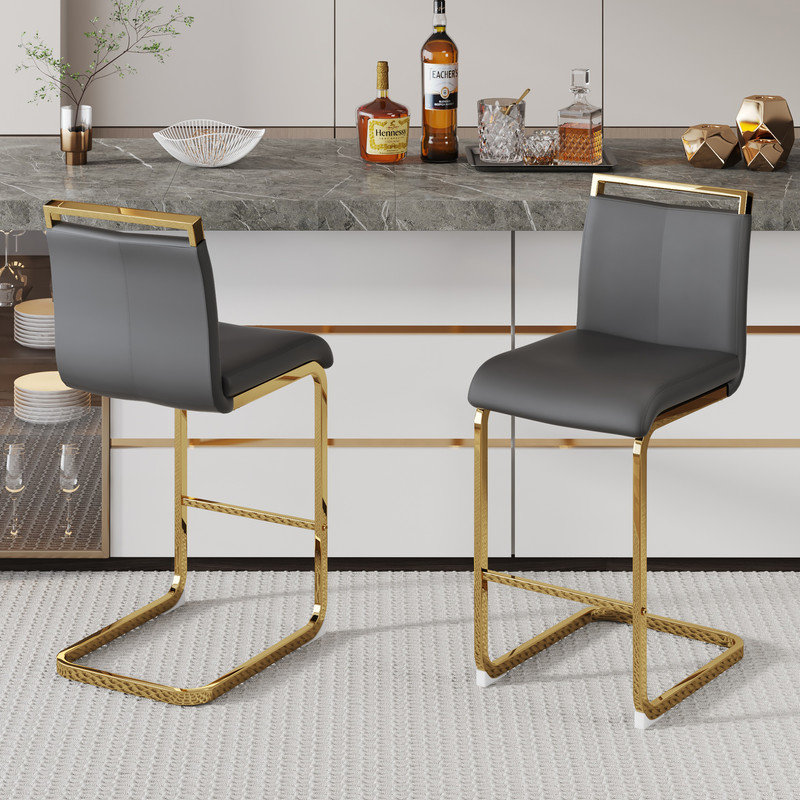  Jeileen 25'' Counter Stool (Set of 2), Dark Gray
