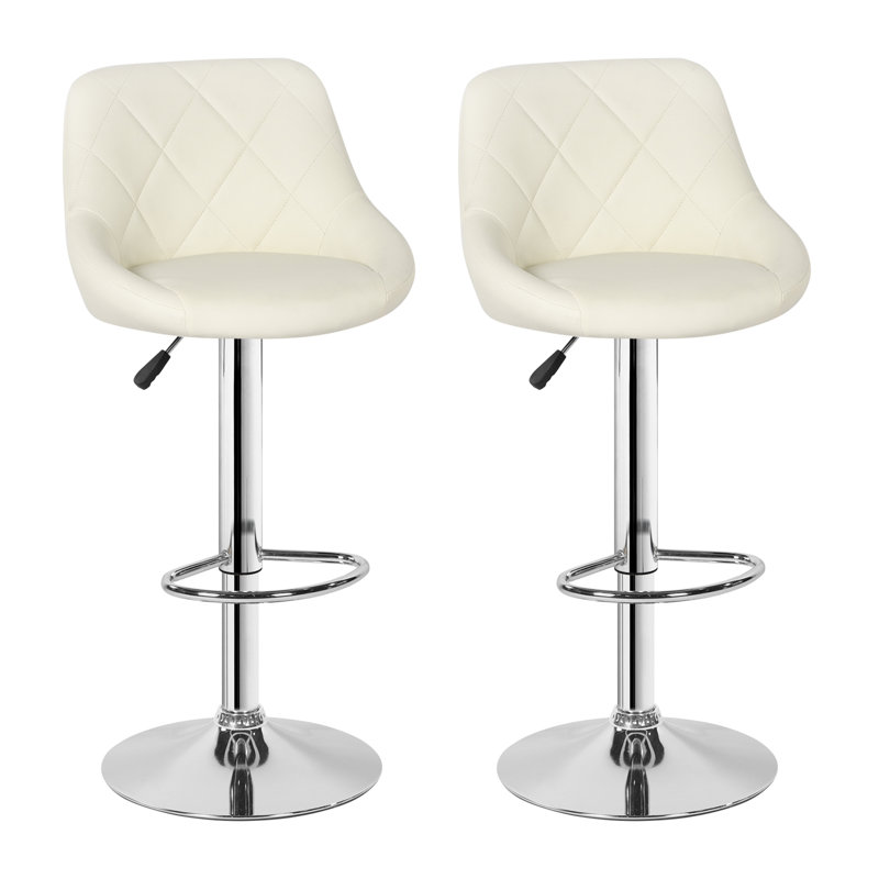 Erric Height Adjustable Swivel Bar Stool Set of 2, Cream