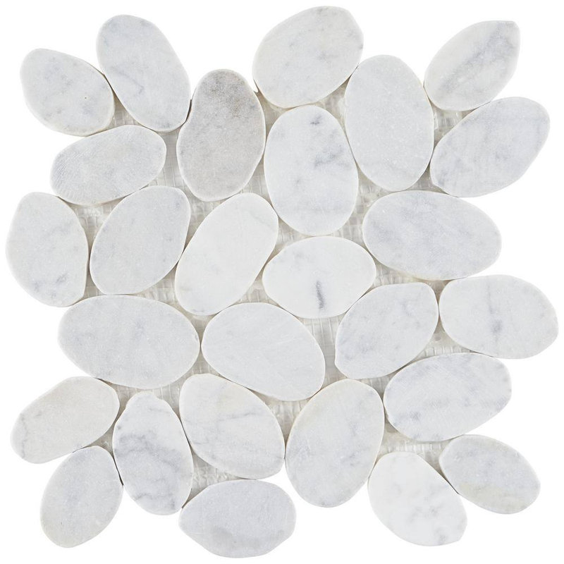 Island Stones | 12 In. X 12 In. Tumbled Stone Mosaic Tile, Maldives Bianco