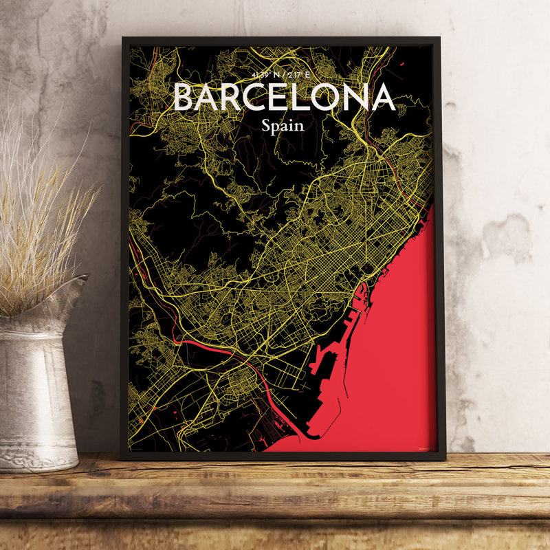 Barcelona City Map - No Frame Print, 43.2cm H x 27.9cm W x 0.13cm D