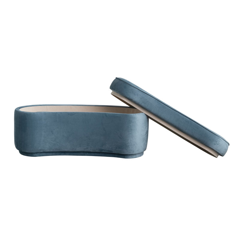 Banc courbé rembourré en velours avec rangement doublé