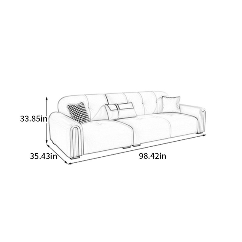 Canapé droit simple de style nordique, H 33,85 po x l 98,42 po x P 35,43 po, 4