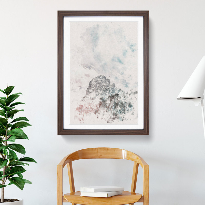 Mountain View - Picture Frame Painting Print, 33cm H x 24cm W x 2cm D, Walnut Framed