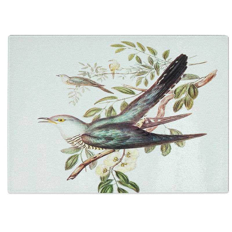 Tempered Glass Australian Cuckoos Chopping Board, 39 cm W x 28.5 cm L