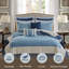 Courtepointe 7 pièces pour lit double / grand avec taies décoratives européennes et coussins - bleu marine, design traditionnel, matelassage en microfibre