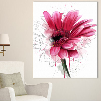 « fleuriing red floral aquarelle », reproduction d’art sur toile tendue