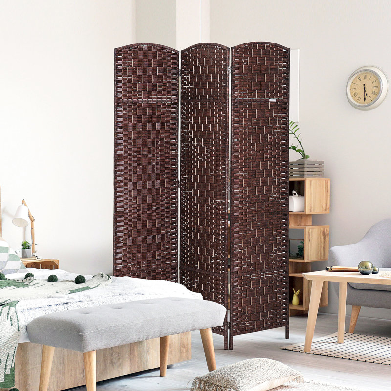 Paravent brun de 6 pi de hauteur Cloison élégante avec design artistique. Idéal pour les dortoirs et les petits appartements. Paravent portable pliable 3 panneaux - brun. Espaces. Espace