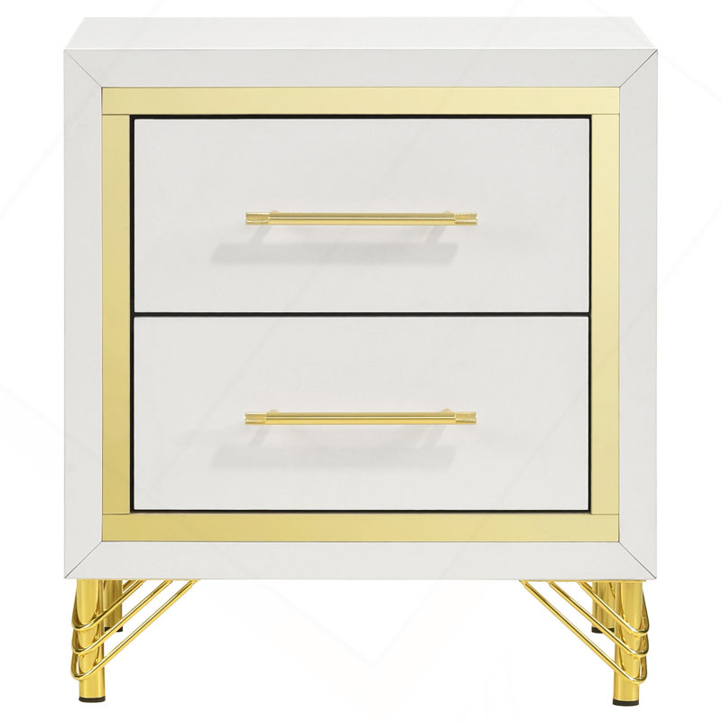 Chesney White 2-Drawer Nightstand Bedside Table