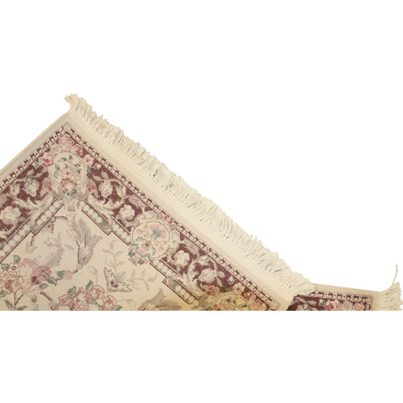 Tapis beige et vin noué à la main de haute qualité