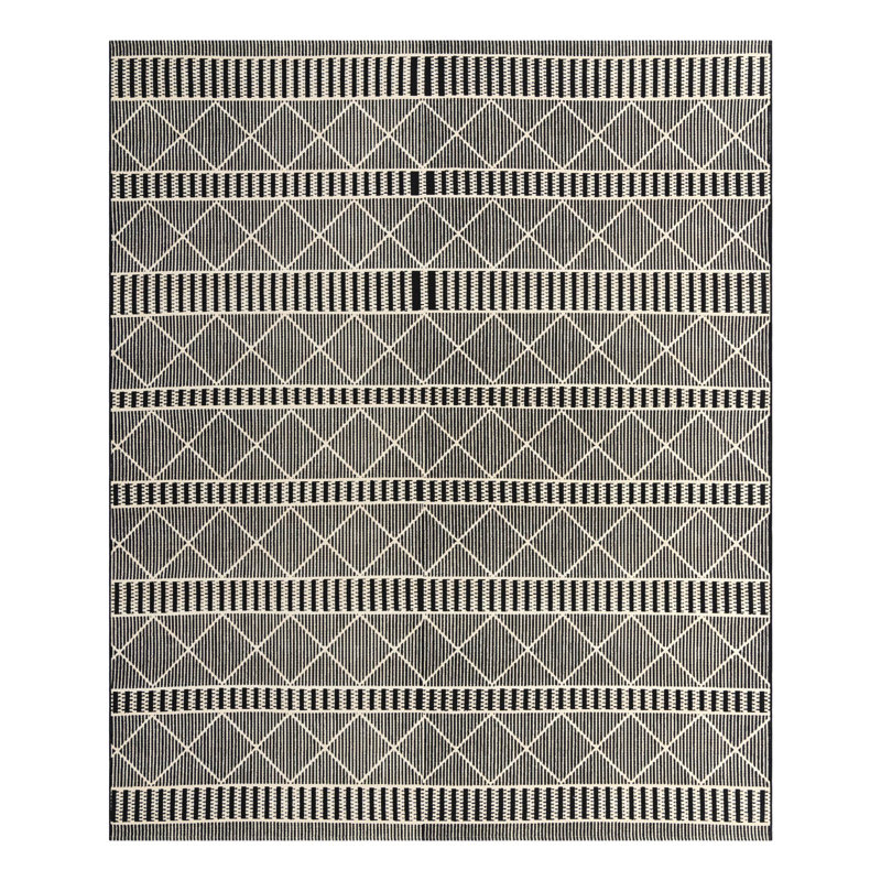 Black Dalyan Indoor/Outdoor Trellis Rug, Rectangle 10' x 12'
