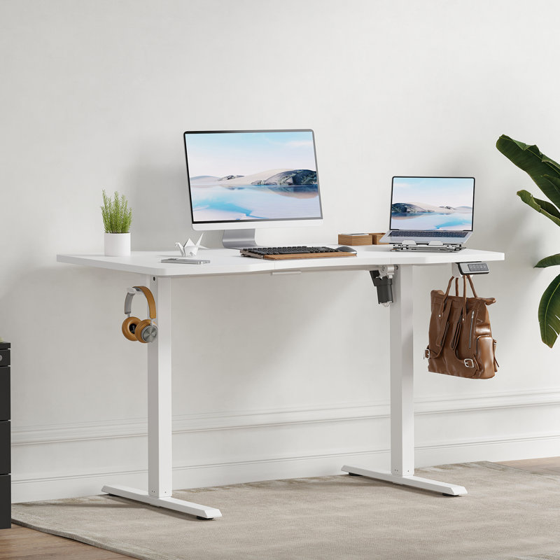 Buchholtz 120cm W Board Height Adjustable Rectangle Standing Desk, White