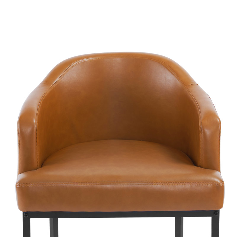 Tabouret de comptoir rembourré Alyce, Brun jaunâtre / similicuir