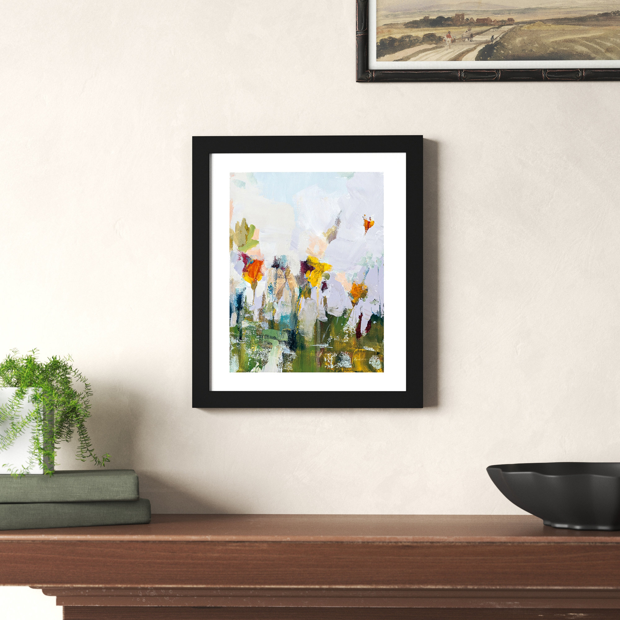 Spontaneous Summer Flowers by Pamela Munger, 13.17" H x 11.17" W x 0.88" D, Black